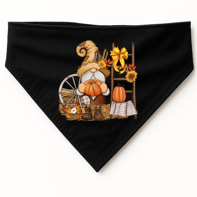 Autumn Fall Season Gnome Pumpkin Floral USA-Made Doggie Bandana