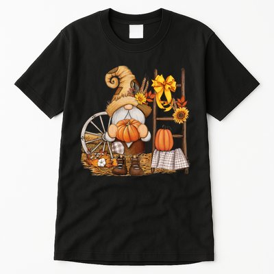 Autumn Fall Season Gnome Pumpkin Floral Tall T-Shirt