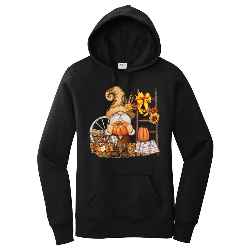 Autumn Fall Season Gnome Pumpkin Floral Women's Pullover Hoodie
