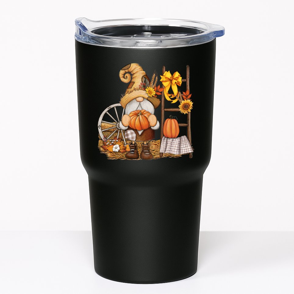 Autumn Fall Season Gnome Pumpkin Floral Tumbler