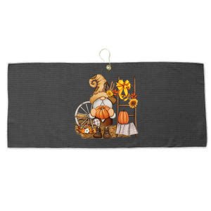 Autumn Fall Season Gnome Pumpkin Floral Large Microfiber Waffle Golf Towel