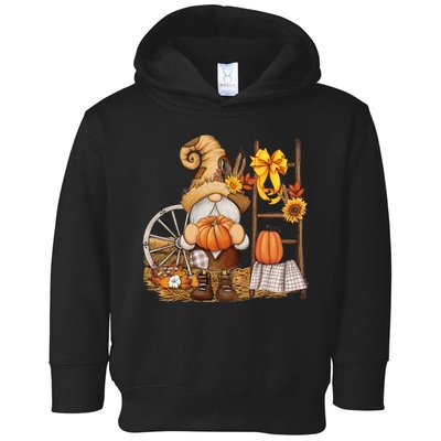 Autumn Fall Season Gnome Pumpkin Floral Toddler Hoodie