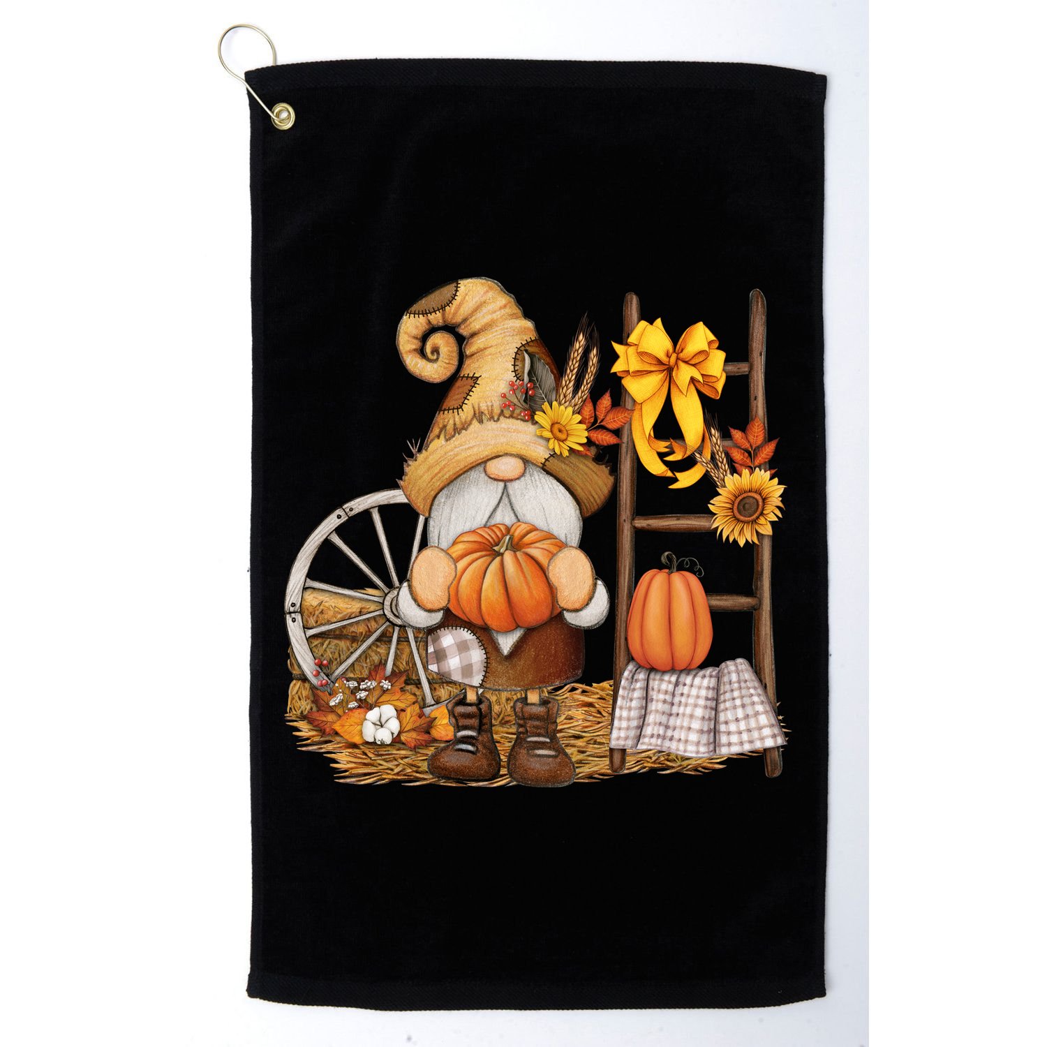 Autumn Fall Season Gnome Pumpkin Floral Golf Towel