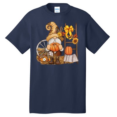 Autumn Fall Season Gnome Pumpkin Floral Tall T-Shirt