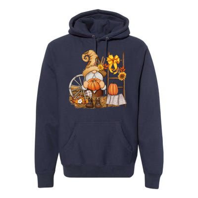 Autumn Fall Season Gnome Pumpkin Floral Premium Hoodie