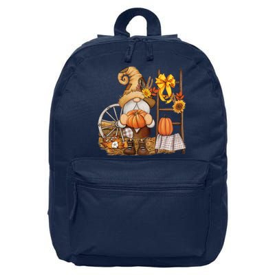 Autumn Fall Season Gnome Pumpkin Floral 16 in Basic Backpack