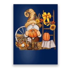 Autumn Fall Season Gnome Pumpkin Floral Poster