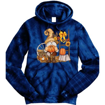 Autumn Fall Season Gnome Pumpkin Floral Tie Dye Hoodie