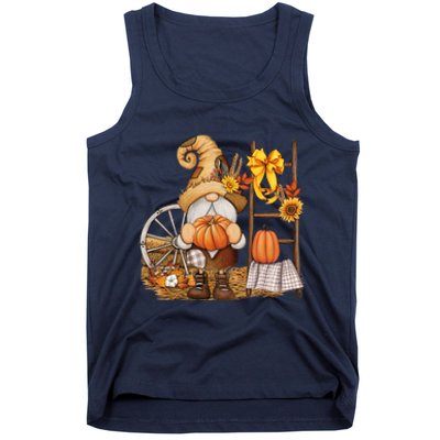 Autumn Fall Season Gnome Pumpkin Floral Tank Top