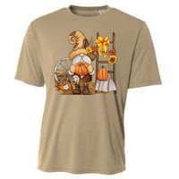 Autumn Fall Season Gnome Pumpkin Floral Cooling Performance Crew T-Shirt