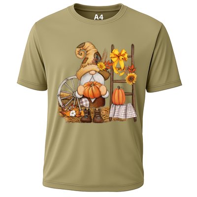 Autumn Fall Season Gnome Pumpkin Floral Cooling Performance Crew T-Shirt