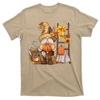 Autumn Fall Season Gnome Pumpkin Floral T-Shirt