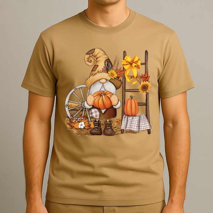 Autumn Fall Season Gnome Pumpkin Floral T-Shirt