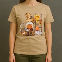 Autumn Fall Season Gnome Pumpkin Floral T-Shirt