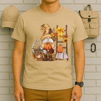 Autumn Fall Season Gnome Pumpkin Floral T-Shirt