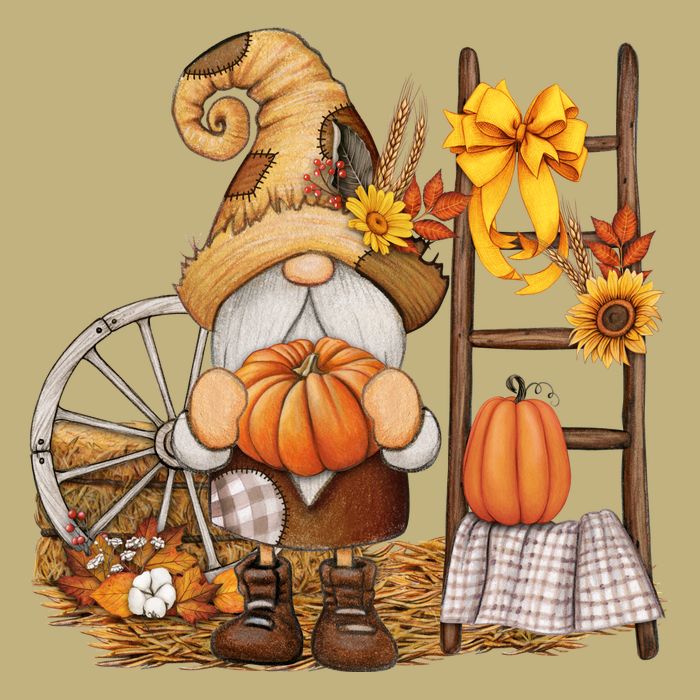 Autumn Fall Season Gnome Pumpkin Floral T-Shirt