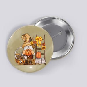 Autumn Fall Season Gnome Pumpkin Floral Button