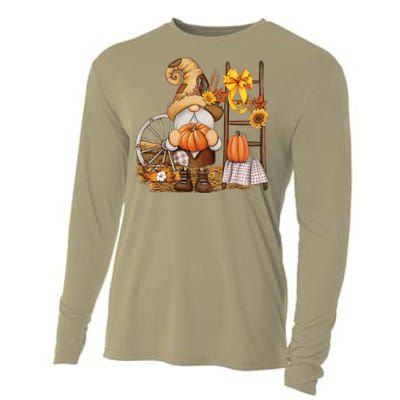 Autumn Fall Season Gnome Pumpkin Floral Cooling Performance Long Sleeve Crew