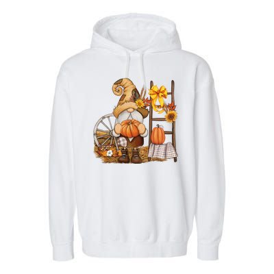 Autumn Fall Season Gnome Pumpkin Floral Garment-Dyed Fleece Hoodie