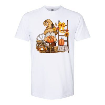 Autumn Fall Season Gnome Pumpkin Floral Softstyle CVC T-Shirt