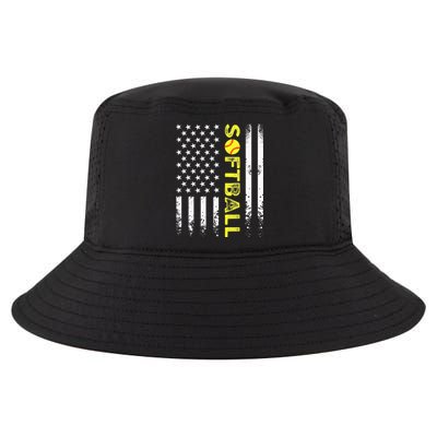 American Flag Softball Team Cool Comfort Performance Bucket Hat