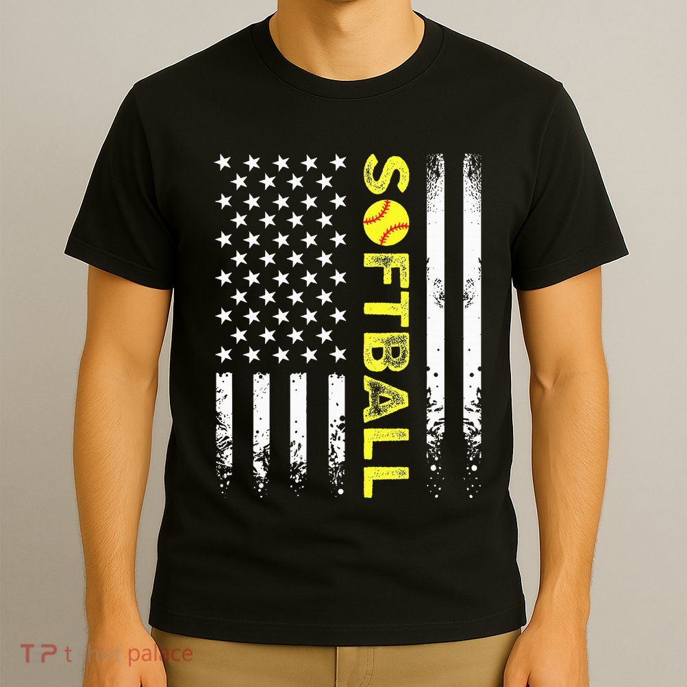 American Flag Softball Team T-Shirt