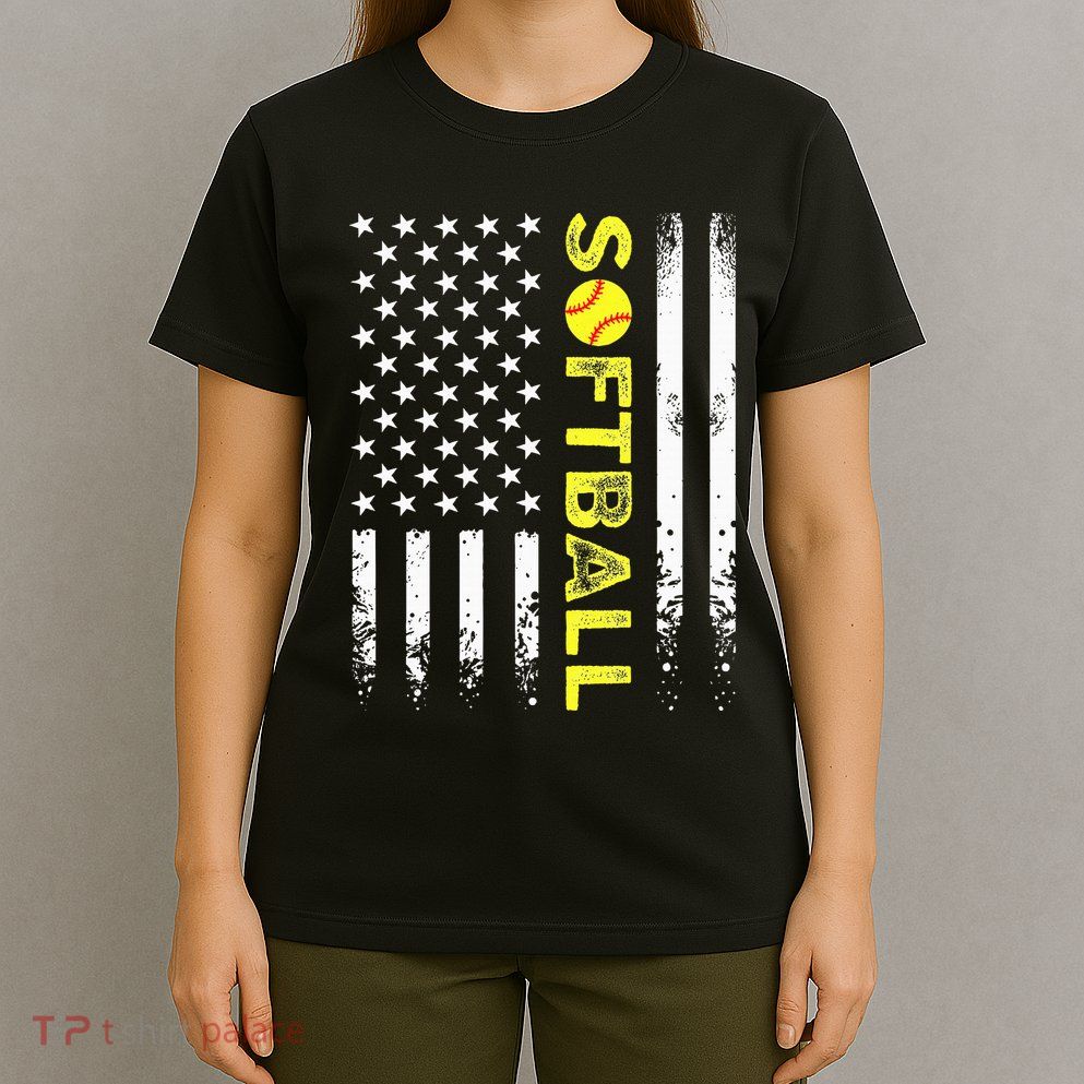 American Flag Softball Team T-Shirt