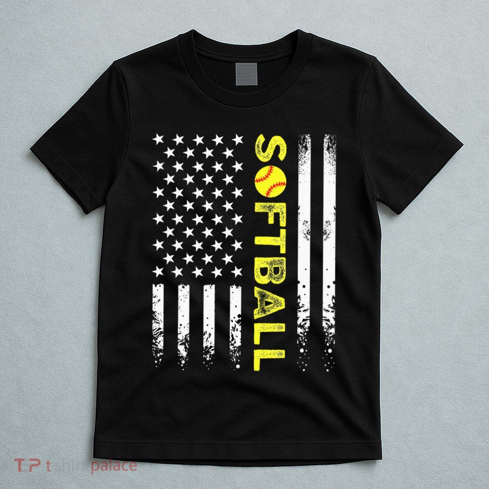 American Flag Softball Team T-Shirt