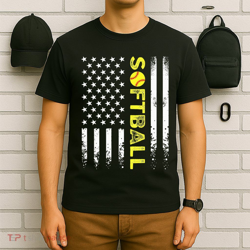 American Flag Softball Team T-Shirt