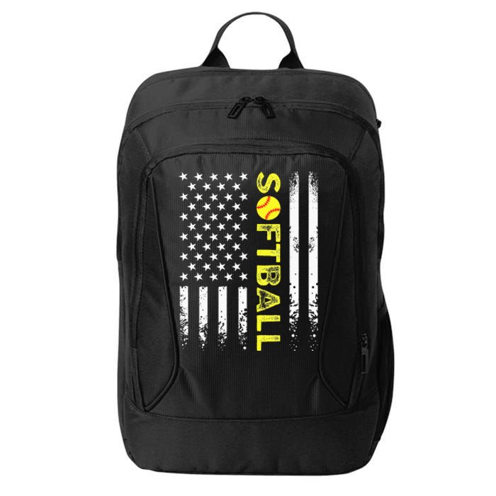 American Flag Softball Team City Backpack