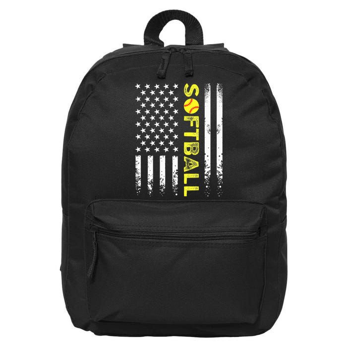 American Flag Softball Team 16 in Basic Backpack