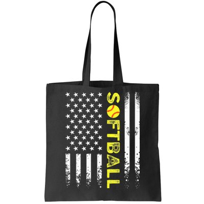 American Flag Softball Team Tote Bag