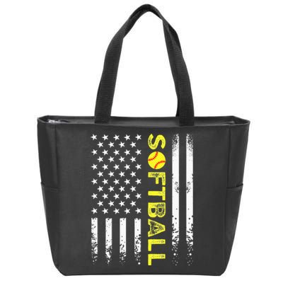 American Flag Softball Team Zip Tote Bag