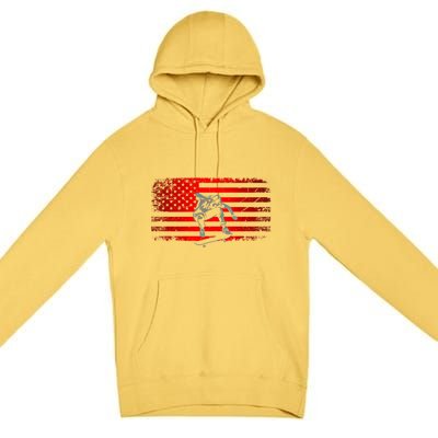 American Flag Skateboard Skateboarder Skateboard Gift Premium Pullover Hoodie