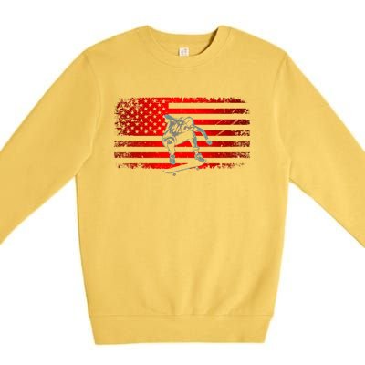 American Flag Skateboard Skateboarder Skateboard Gift Premium Crewneck Sweatshirt