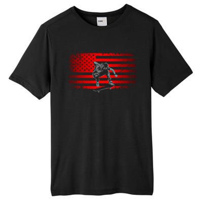 American Flag Skateboard Skateboarder Skateboard Gift Tall Fusion ChromaSoft Performance T-Shirt