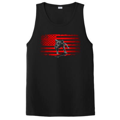 American Flag Skateboard Skateboarder Skateboard Gift PosiCharge Competitor Tank