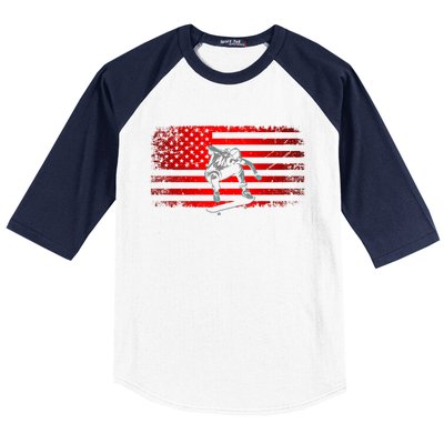 American Flag Skateboard Skateboarder Skateboard Gift Baseball Sleeve Shirt