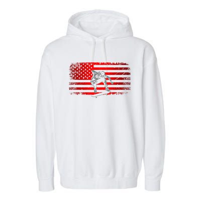 American Flag Skateboard Skateboarder Skateboard Gift Garment-Dyed Fleece Hoodie