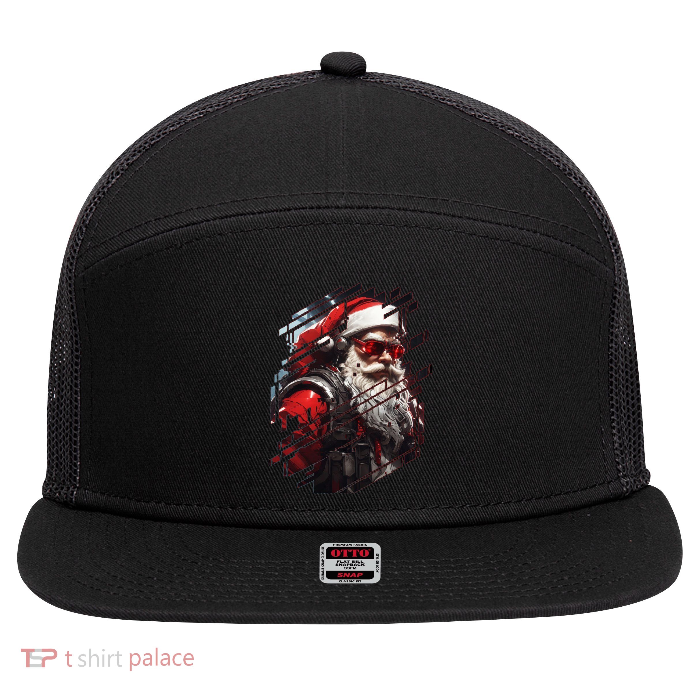 Action Filled Santa 7 Panel Mesh Trucker Snapback Hat
