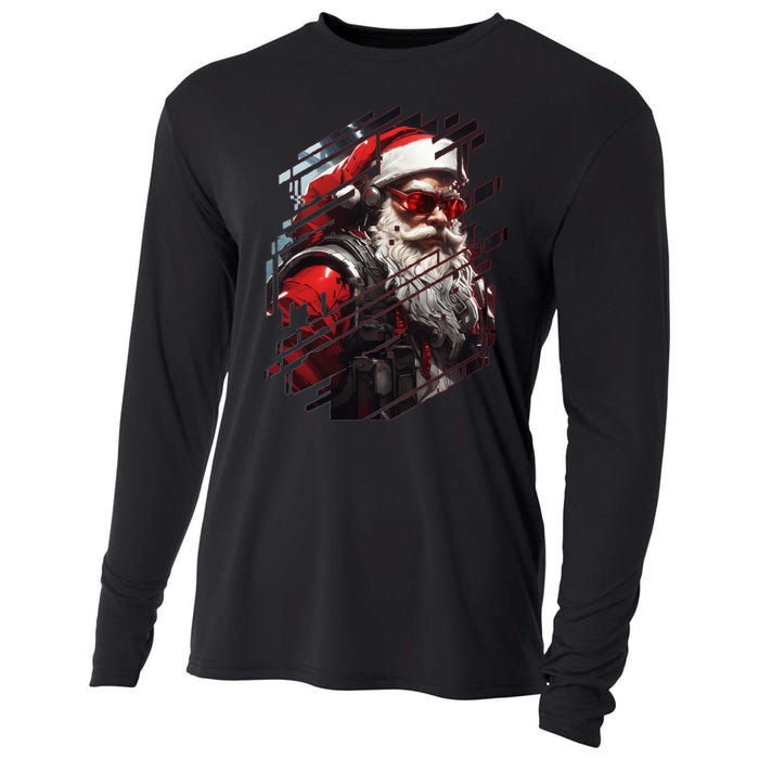 Action Filled Santa Cooling Performance Long Sleeve Crew