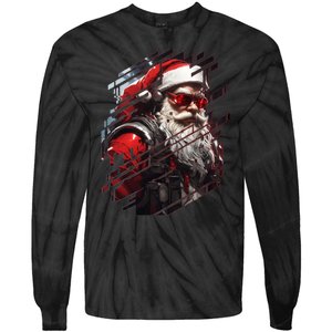 Action Filled Santa Tie-Dye Long Sleeve Shirt