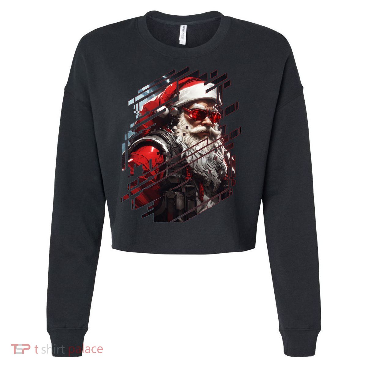 Action Filled Santa Cropped Pullover Crew