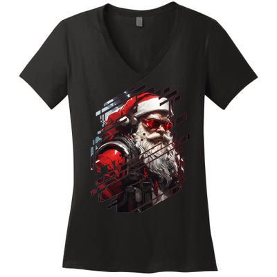 Action Filled Santa Women's V-Neck T-Shirt