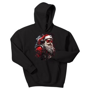 Action Filled Santa Kids Hoodie