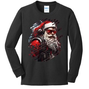 Action Filled Santa Kids Long Sleeve Shirt