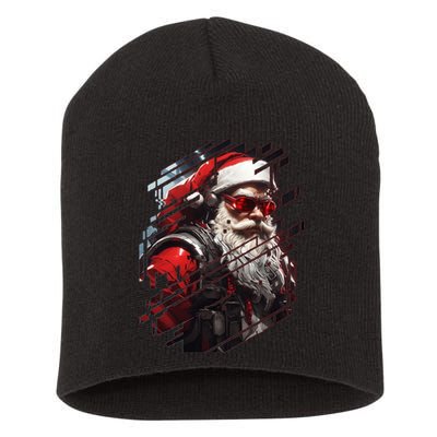 Action Filled Santa Short Acrylic Beanie