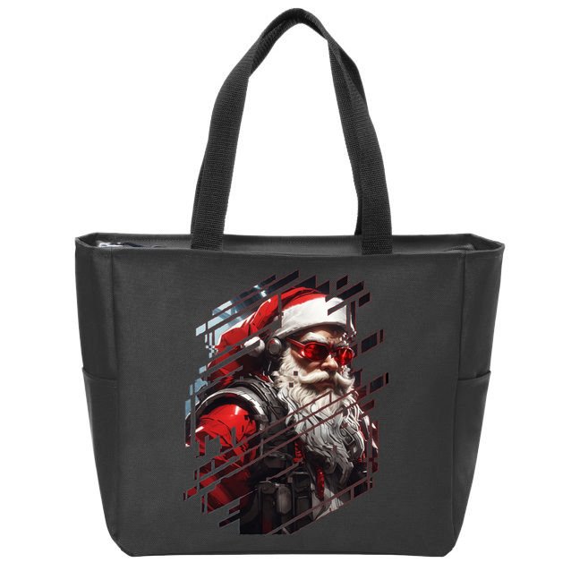 Action Filled Santa Zip Tote Bag