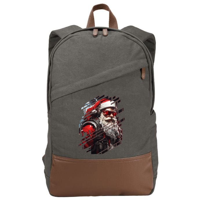 Action Filled Santa Cotton Canvas Backpack