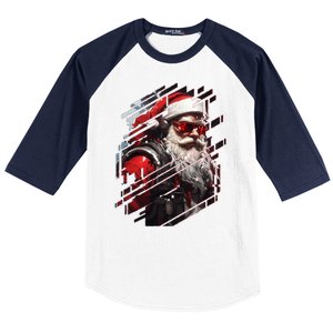 Action Filled Santa Baseball Sleeve Shirt